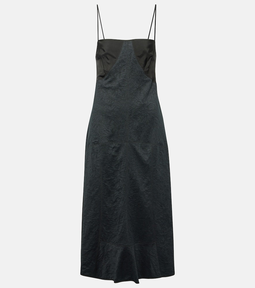 Jil Sander Lace-trimmed cotton-blend midi dress. Jil Sander 蕾丝边棉混纺中长连衣裙