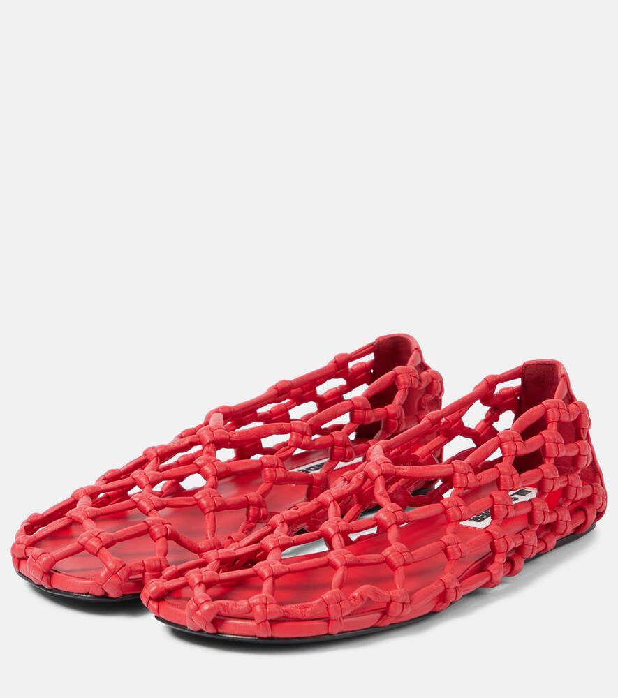 Jil Sander Leather mesh flats
