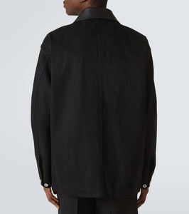 Jil Sander Leather-trimmed denim jacket