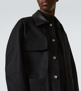 Jil Sander Leather-trimmed denim jacket