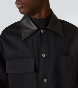 Jil Sander Leather-trimmed denim jacket