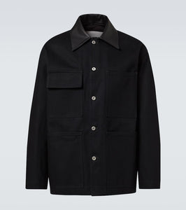 Jil Sander Leather-trimmed denim jacket