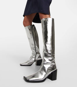 Jil Sander Metallic leather knee-high boots