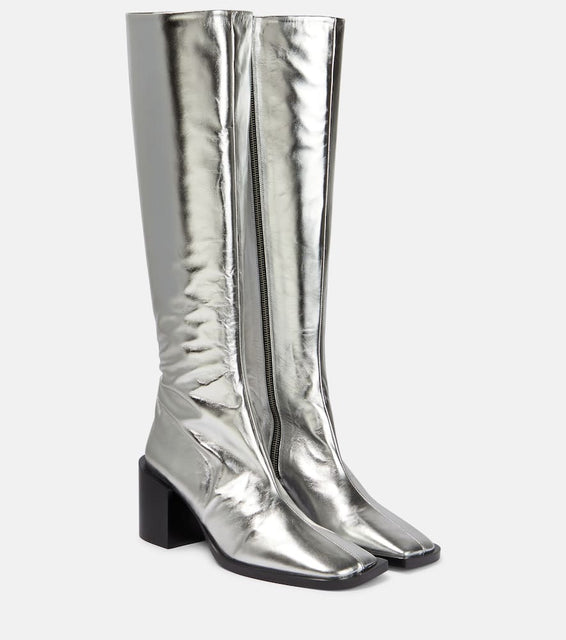 Jil Sander Metallic leather knee-high boots