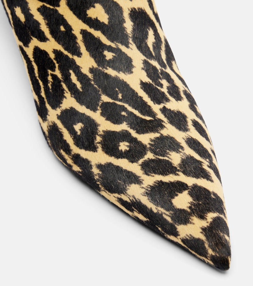 Jil Sander Pointy leopard-print calf hair mules
