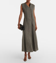 Jil Sander Tie-neck virgin wool canvas midi dress