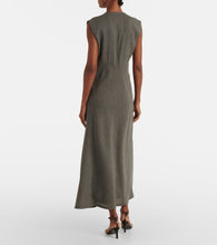 Jil Sander Tie-neck virgin wool canvas midi dress