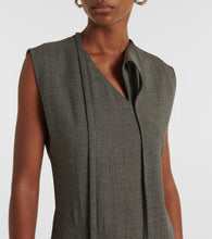 Jil Sander Tie-neck virgin wool canvas midi dress