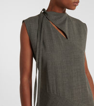 Jil Sander Tie-neck virgin wool canvas midi dress