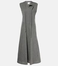 Jil Sander Tie-neck virgin wool canvas midi dress. Jil Sander 系领羊毛帆布中长连衣裙