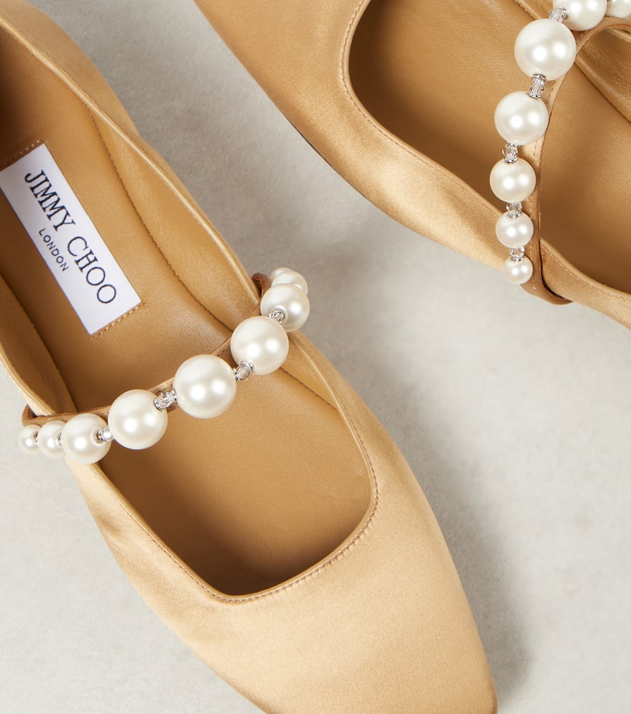 Jimmy Choo Ade embellished satin Mary Jane flats
