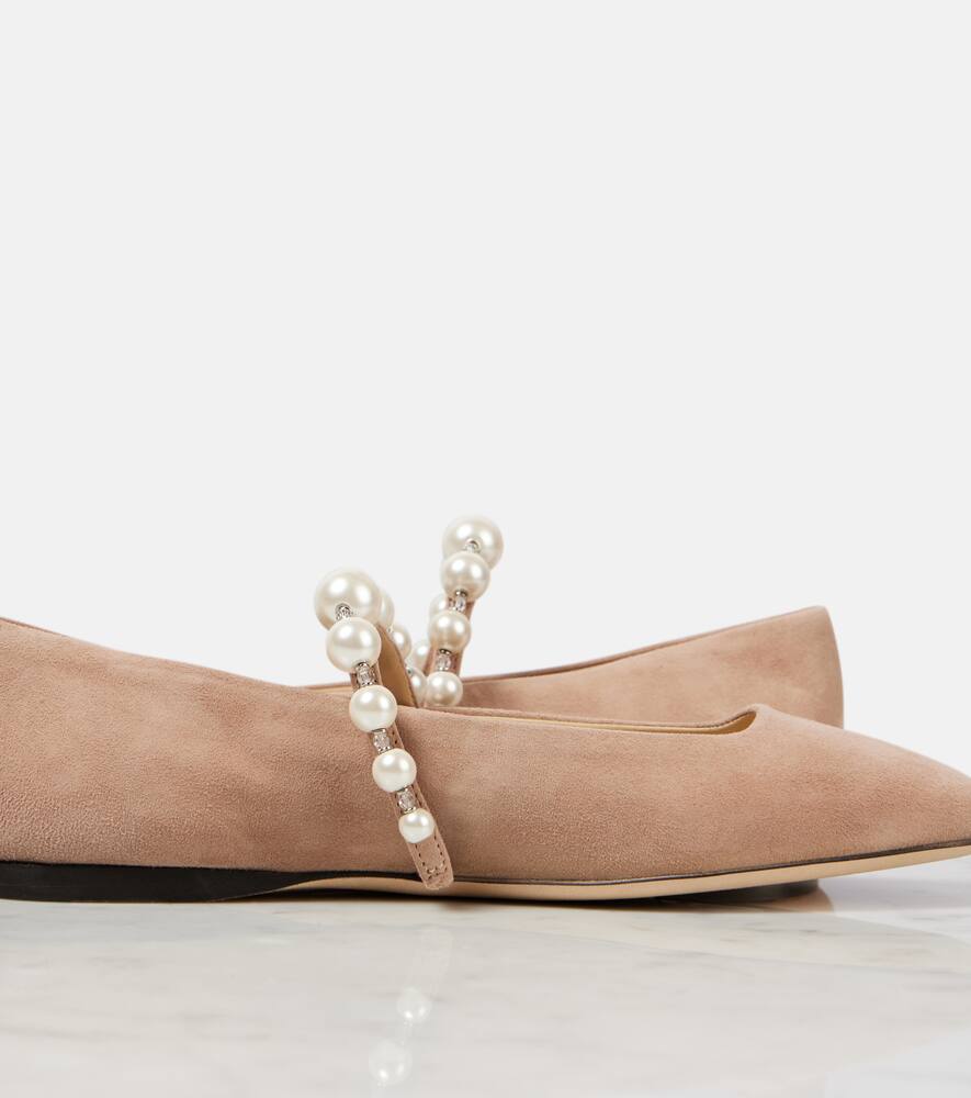 Jimmy Choo Ade embellished suede Mary Jane flats