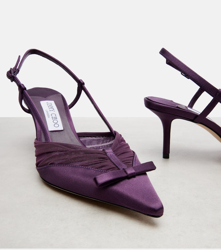 Jimmy Choo Afia 65 satin slingback pumps