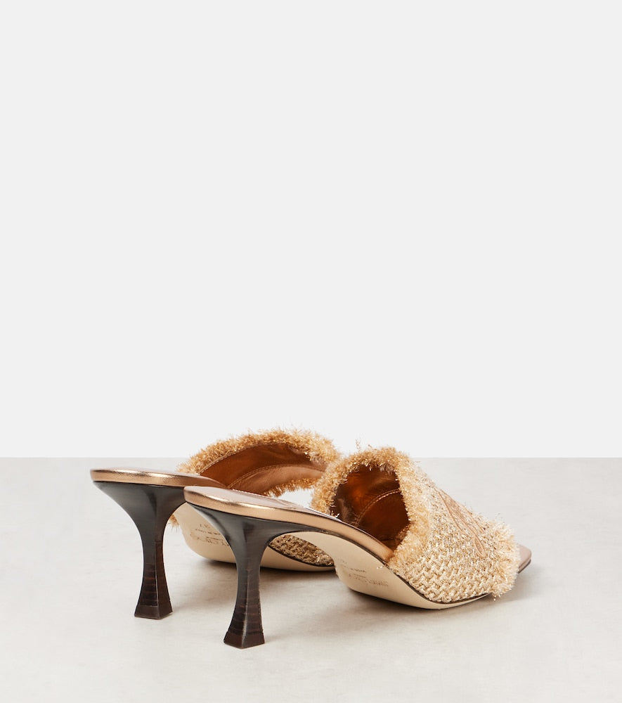 Jimmy Choo Alexia 70 logo woven lame mules