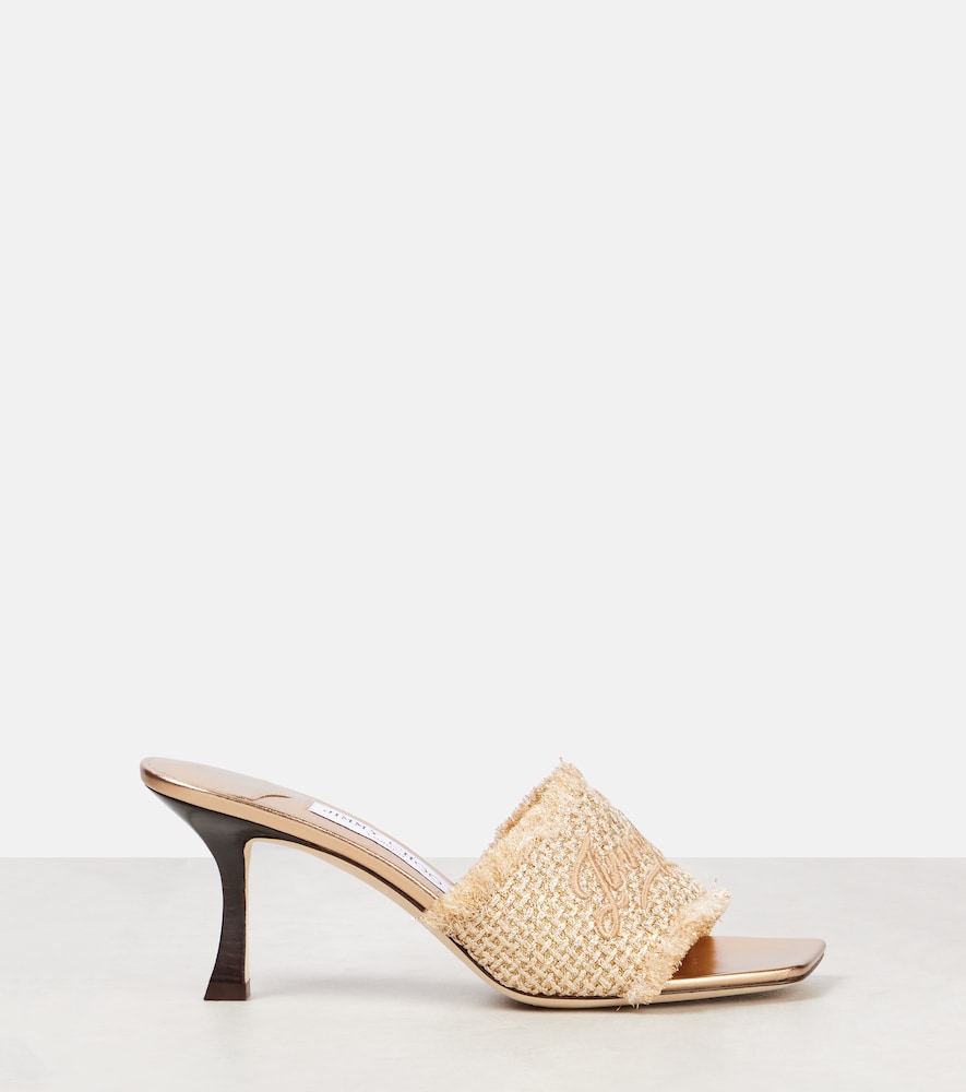 Jimmy Choo Alexia 70 logo woven lame mules