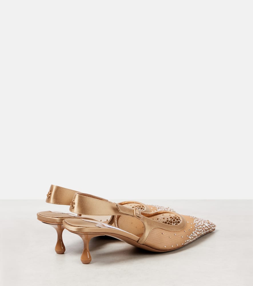 Jimmy Choo Amel 50 embellished mesh slingback pumps