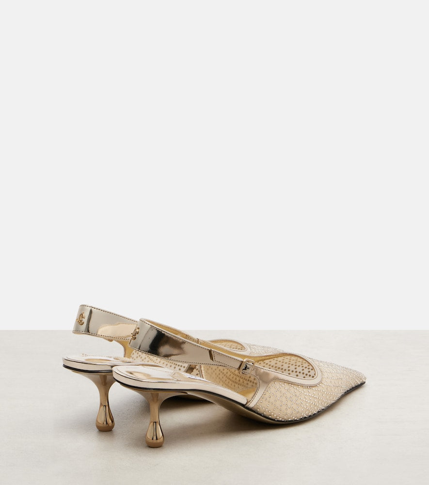 Jimmy Choo Amel 50 embellished mesh slingback pumps