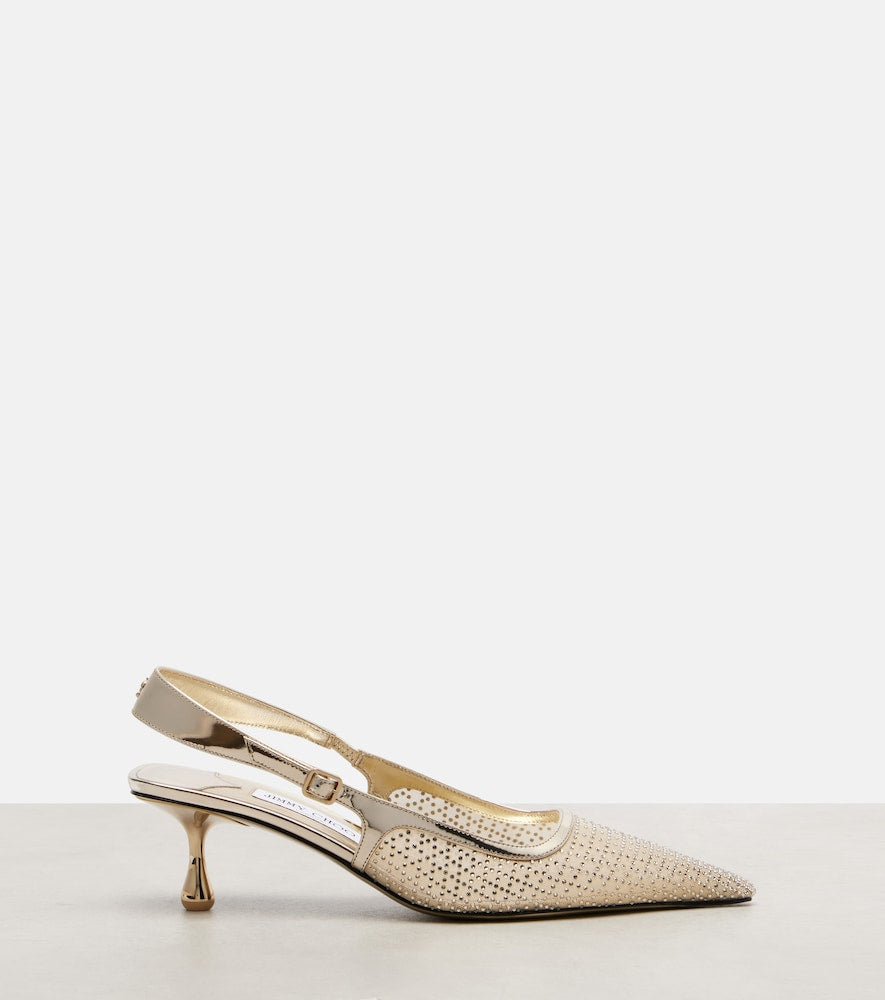 Jimmy Choo Amel 50 embellished mesh slingback pumps