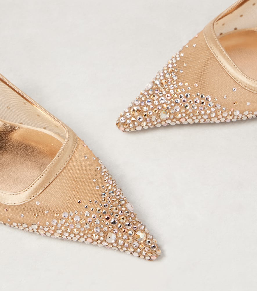 Jimmy Choo Amel 50 embellished mesh slingback pumps
