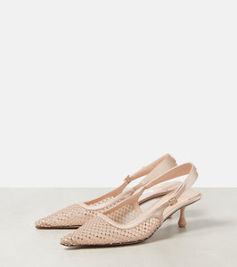 Jimmy Choo Amel 50 embellished mesh slingback pumps