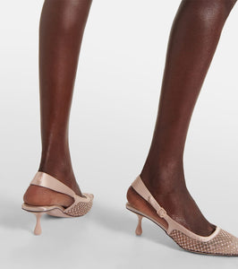 Jimmy Choo Amel 50 embellished mesh slingback pumps