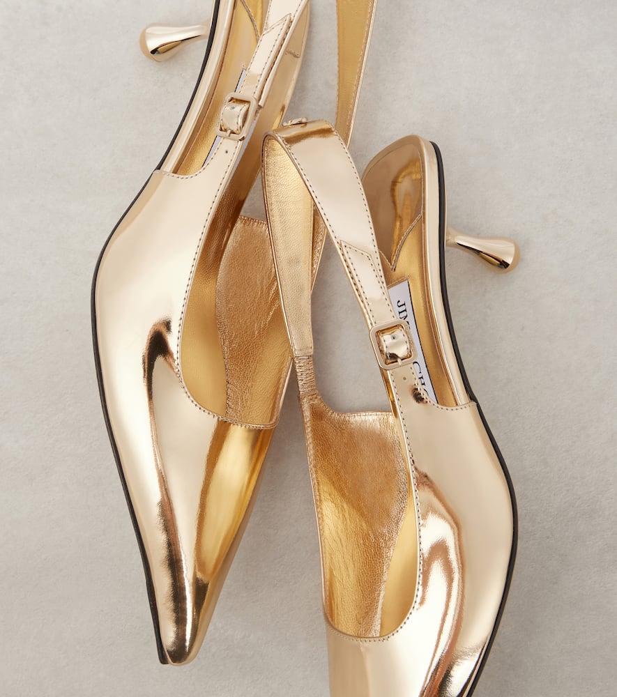Jimmy Choo Amel 50 metallic leather slingback pumps