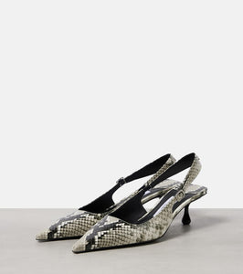 Jimmy Choo Amel 50 snake-effect leather slingback pumps