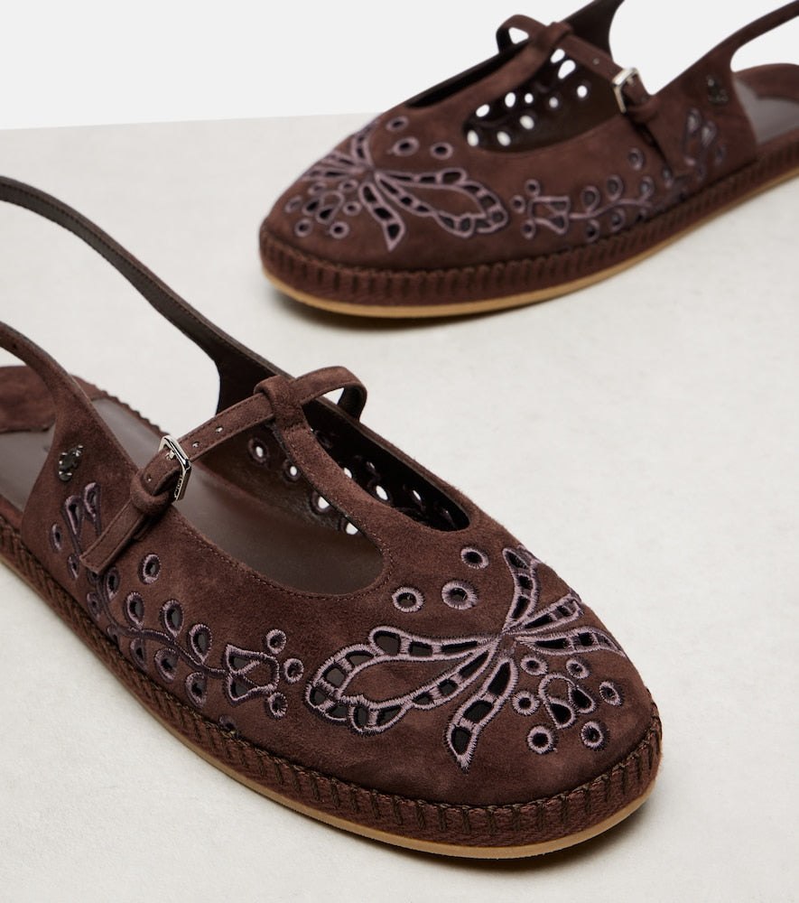 Jimmy Choo Amiee embroidered suede espadrilles