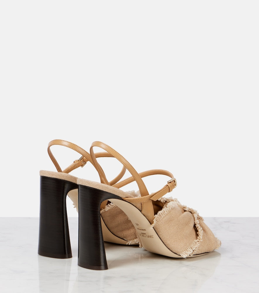 Jimmy Choo Annika 95 canvas peep-toe pumps