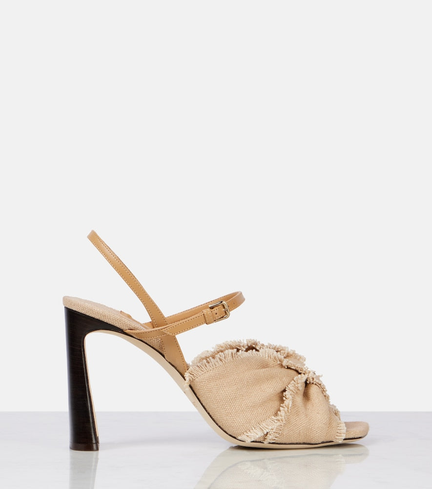 Jimmy Choo Annika 95 canvas peep-toe pumps
