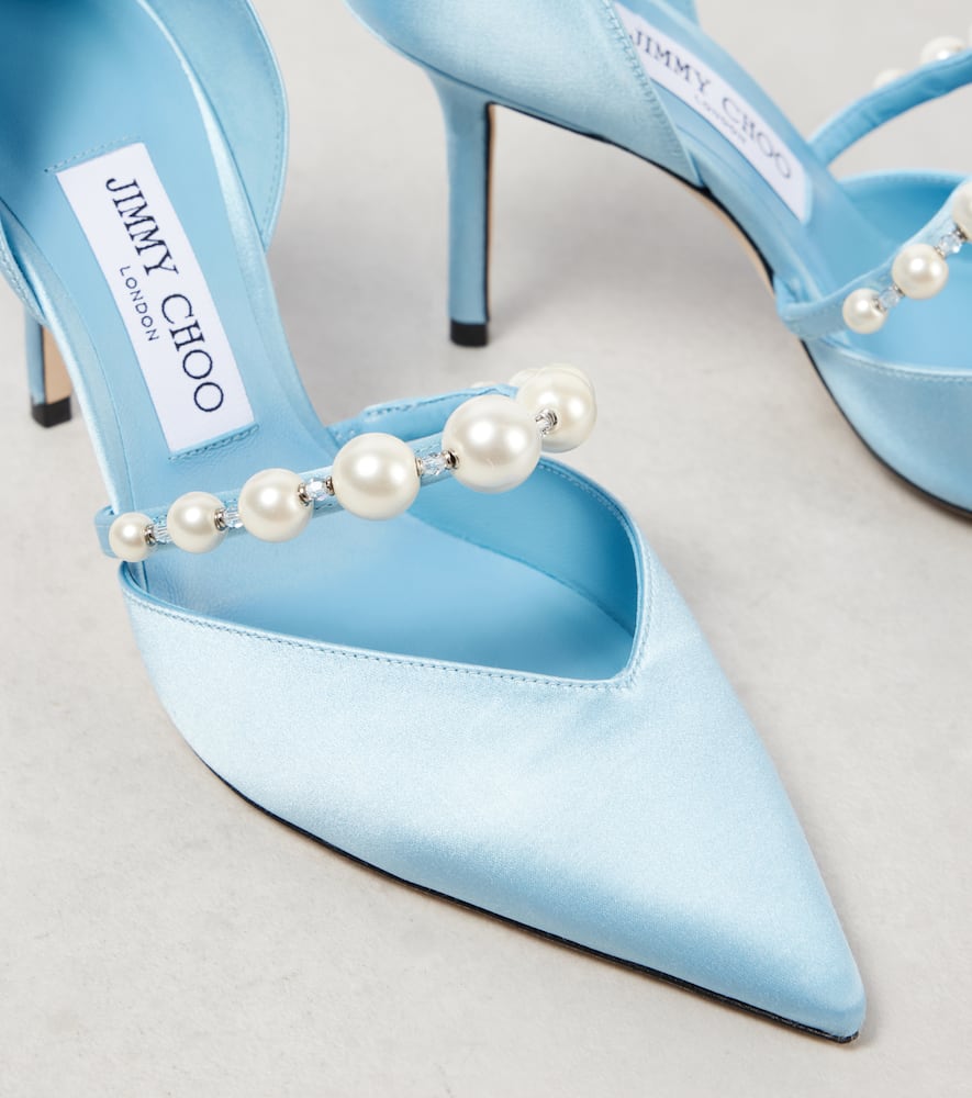 Jimmy Choo Aurelie 85 embellished satin pumps