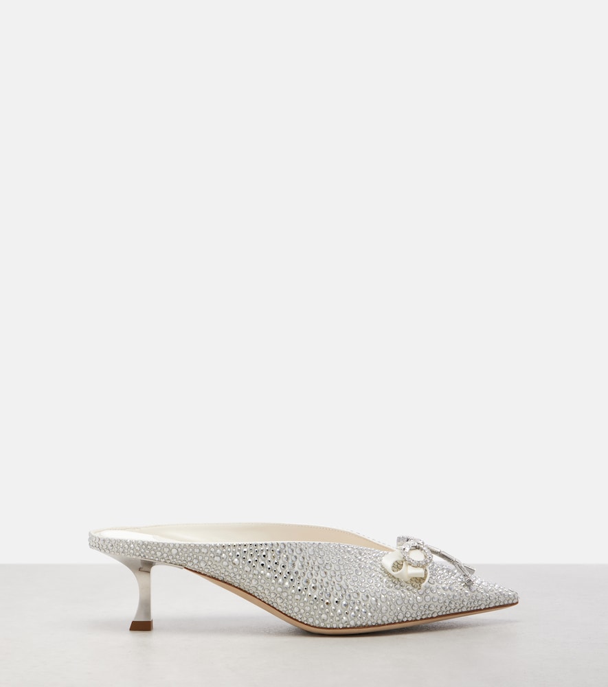Jimmy Choo Auria 50 crystal-embellished satin mules
