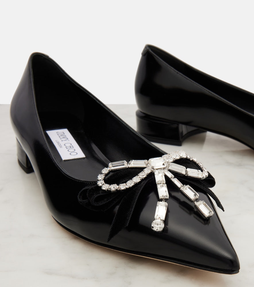Jimmy Choo Auria bow-detail leather ballet flats