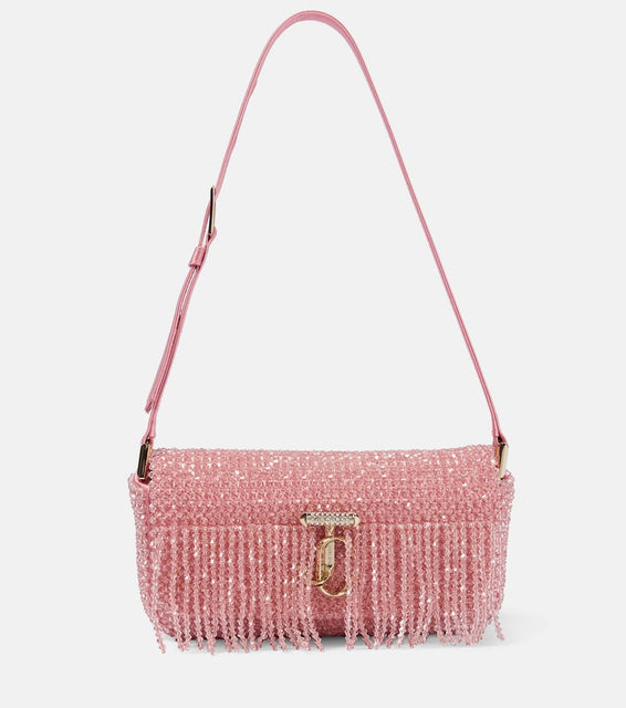 Jimmy Choo Avenue Mini embellished satin shoulder bag