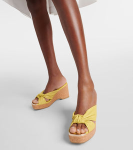 Jimmy Choo Avenue lizard-effect leather wedge mules