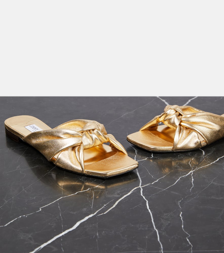 Jimmy Choo Avenue metallic leather slides