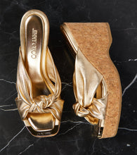 Jimmy Choo Avenue metallic leather wedge sandals