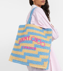 Jimmy Choo Avenue raffia tote bag
