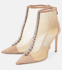 Jimmy Choo Bing 100 mesh and suede ankle boots