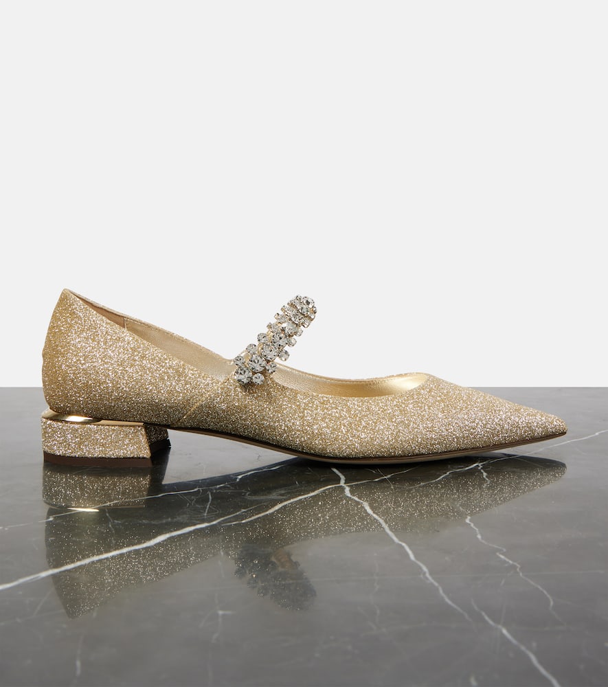Jimmy Choo Bing embellished glitter Mary Jane flats