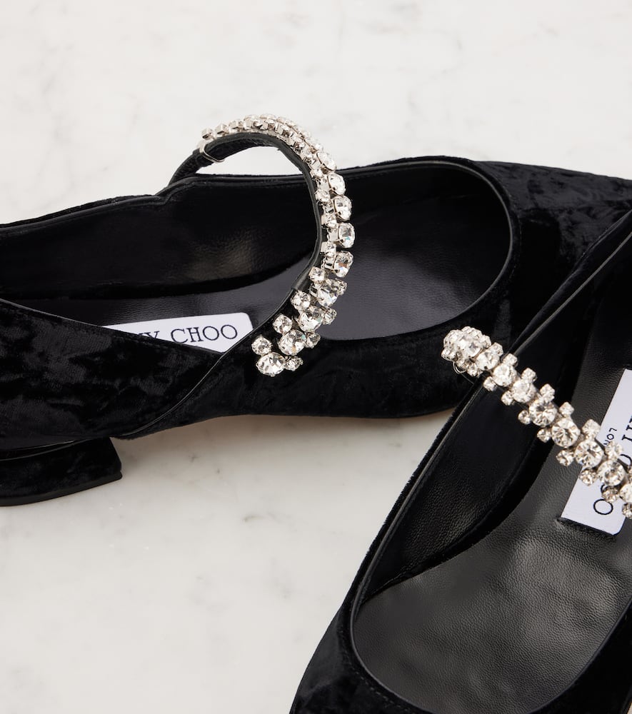 Jimmy Choo Bing embellished velvet ballet flats