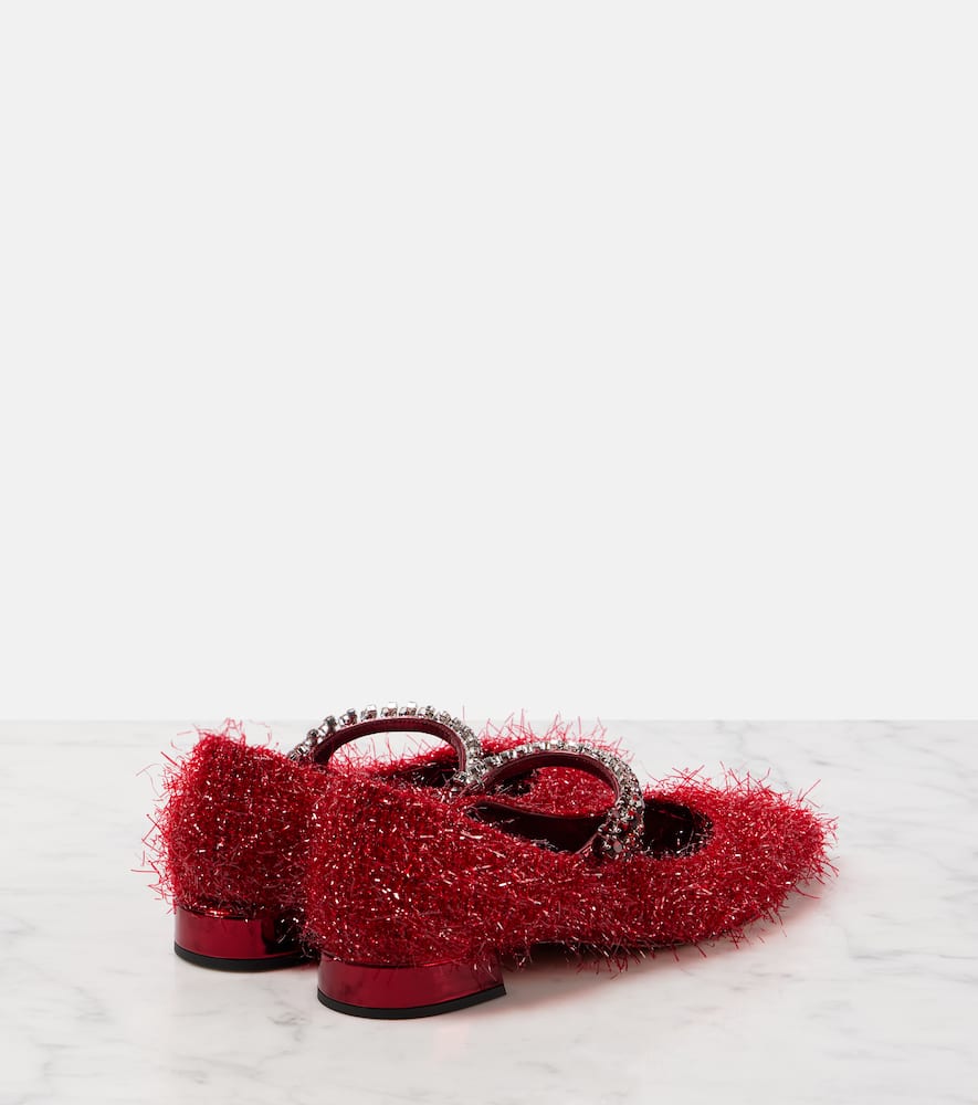 Jimmy Choo Bing tinsel-embellished Mary Jane flats
