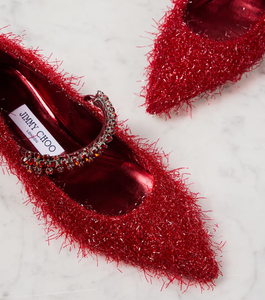 Jimmy Choo Bing tinsel-embellished Mary Jane flats