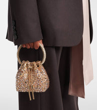 Jimmy Choo Bon Bon Micro embellished satin bucket bag