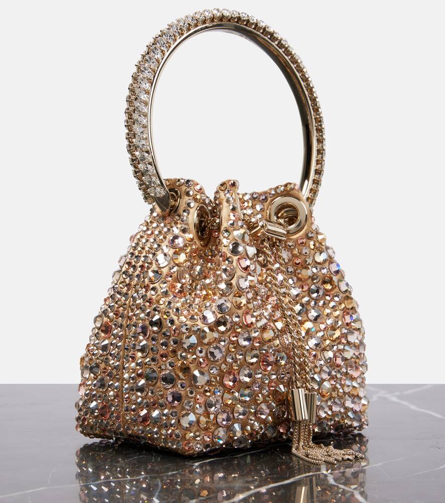 Jimmy Choo Bon Bon Micro embellished satin bucket bag