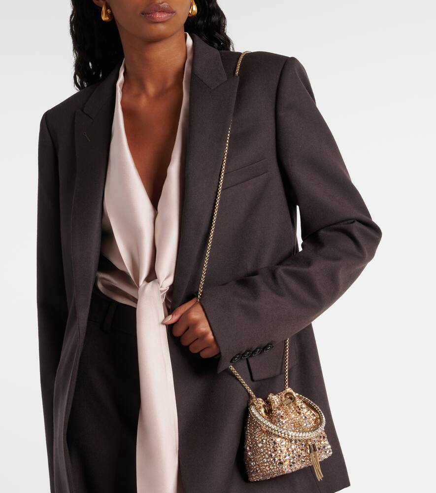 Jimmy Choo Bon Bon Micro embellished satin bucket bag