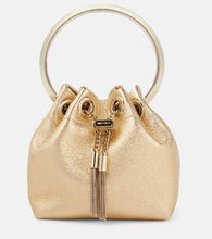 Jimmy Choo Bon Bon Micro leather bucket bag. Shop Jimmy Choo Top-Handle Bags for women now.