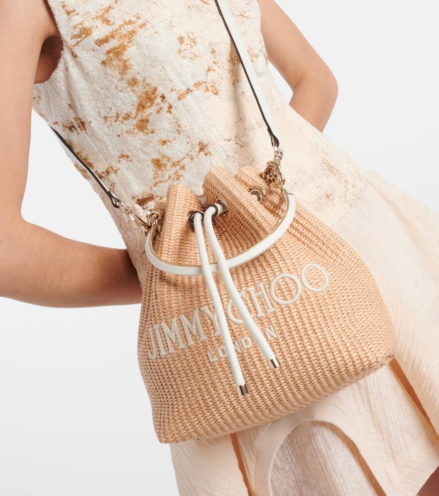 Jimmy Choo Bon Bon Small raffia bucket bag