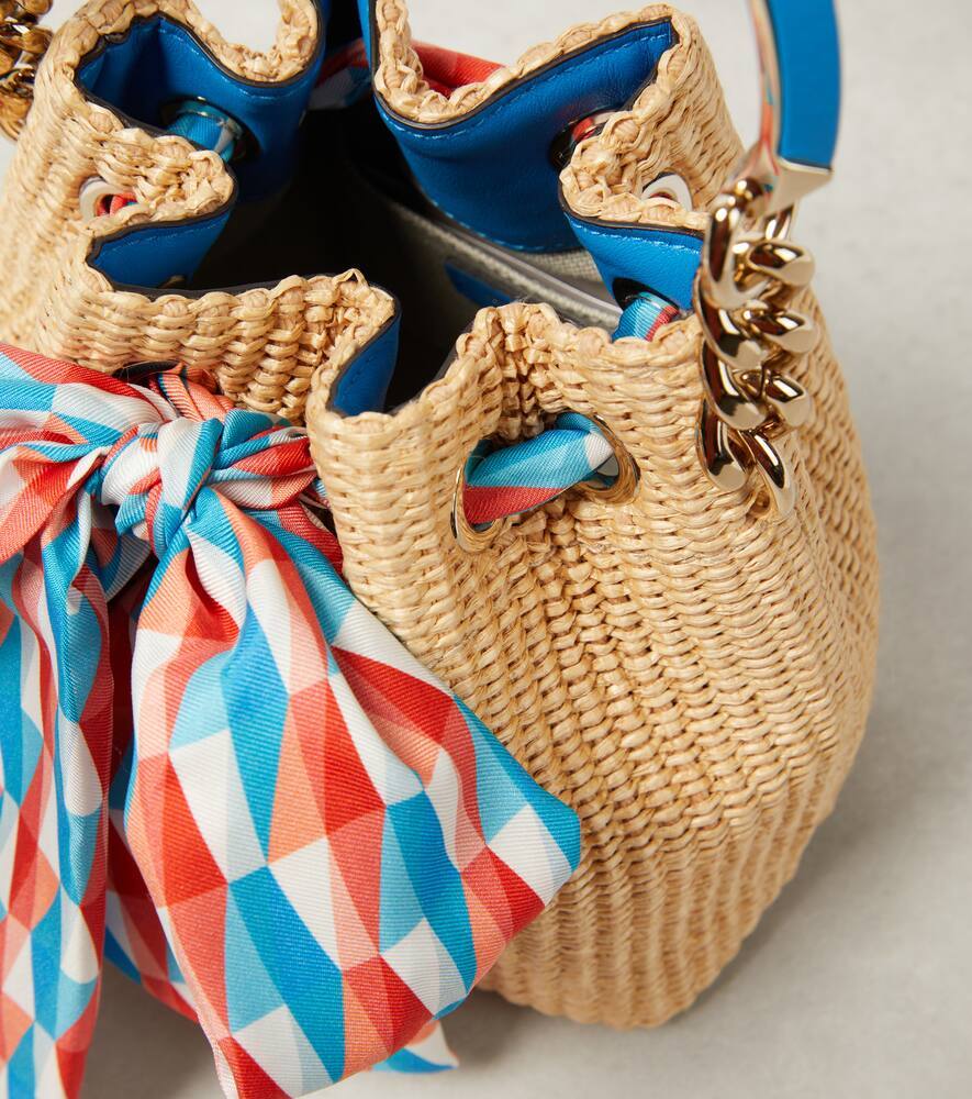 Jimmy Choo Bon Bon Small raffia bucket bag