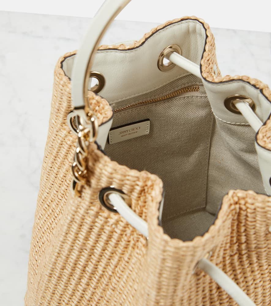 Jimmy Choo Bon Bon Small raffia bucket bag
